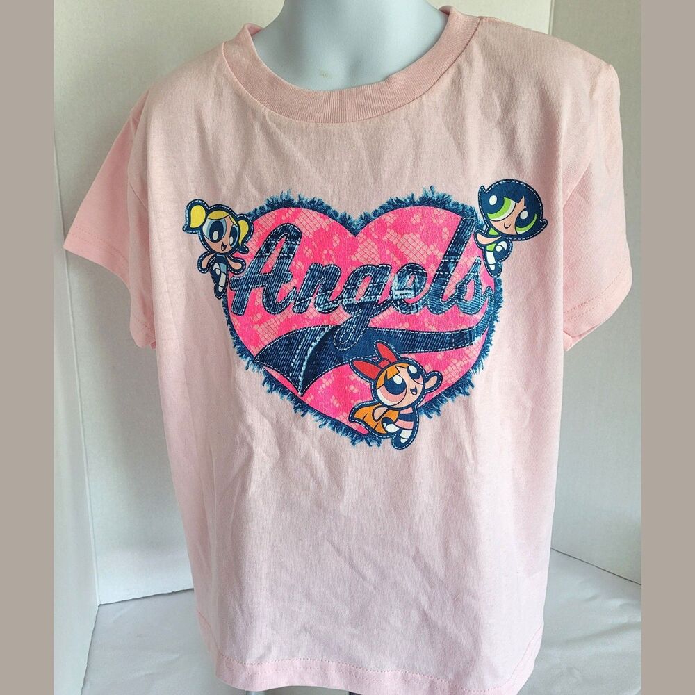 Vintage 2001 Powerpuff Girls Angels Pink Graphic Tee S